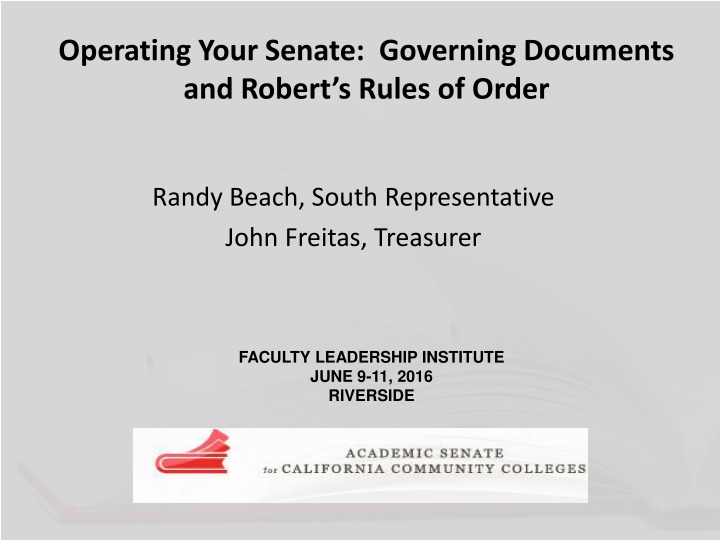 Senate Governance: Constitution and Bylaws Overview