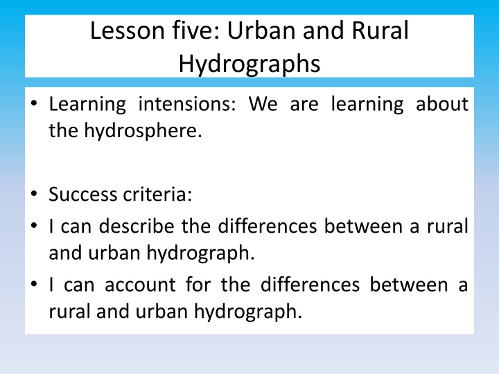 Contrasting Urban and Rural Hydrographs