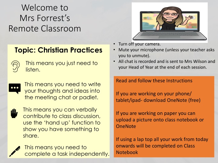 Christian Practices in a Remote Classroom Setting