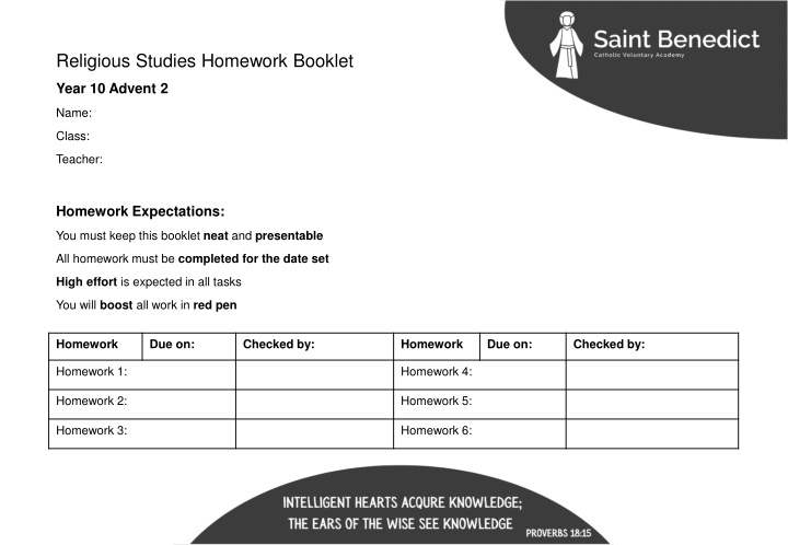 Scripture Interpretations: Noah's Ark and Incarnation in Year 10 Religious Studies Homework