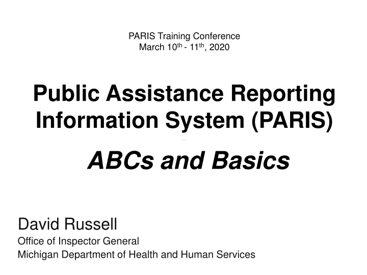 PARIS: Public Assistance Reporting Information System