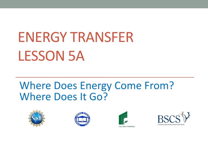 Energy Transfer Lesson 5A: Sources and Pathways of Energy