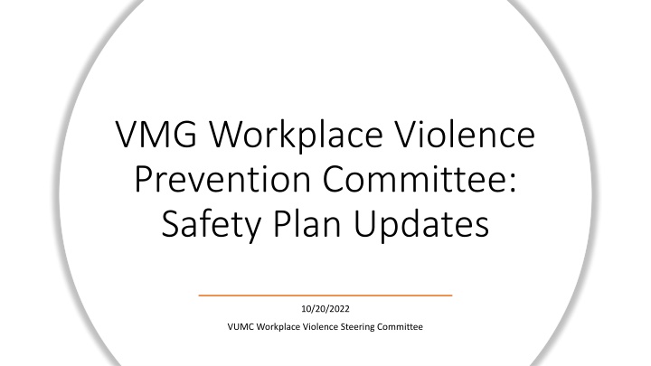 Workplace Violence Prevention Efforts Update - VMG Committee Safety Plan