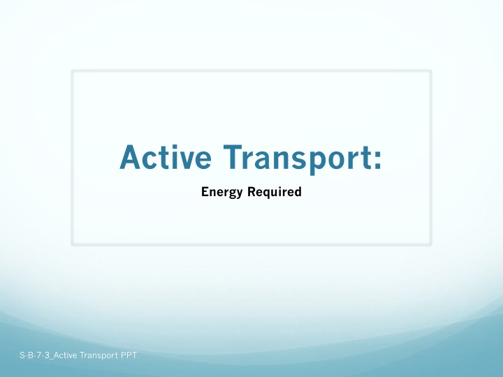 Active Transport: Energy-Driven Cellular Processes