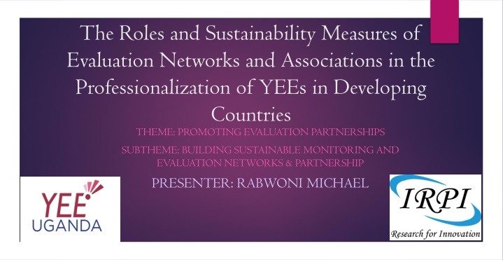 Enhancing Professionalization of YEEs in Developing Countries through Evaluation Networks and Associations