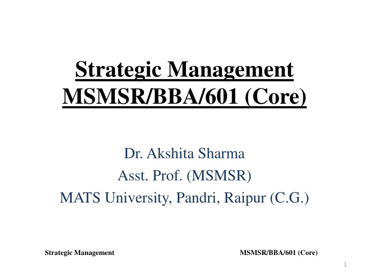 Strategic Management in Business