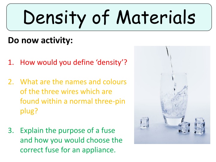 Density of Materials Activity