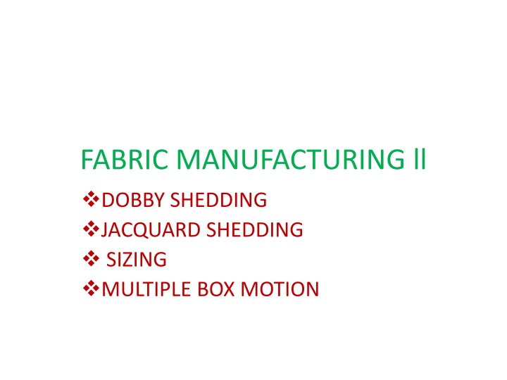 Dobby Shedding in Fabric Manufacturing