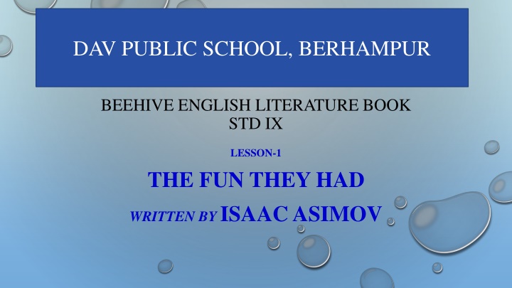 Isaac Asimov's 'The Fun They Had' and Future Education Systems