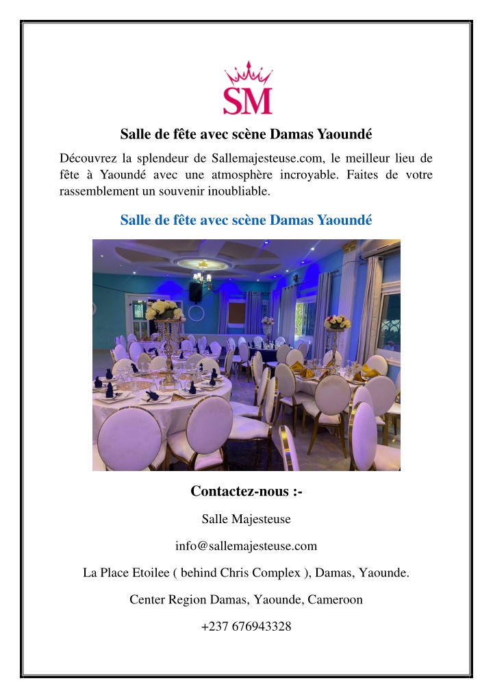 salle de f te avec sc ne damas yaound n.w