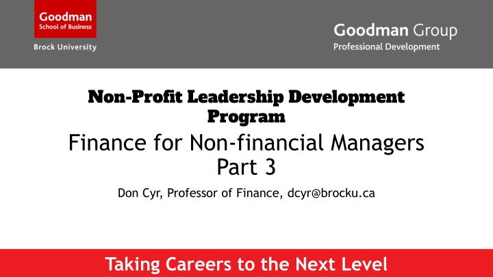 Non-Profit Leadership Development: Finance Essentials for Managers