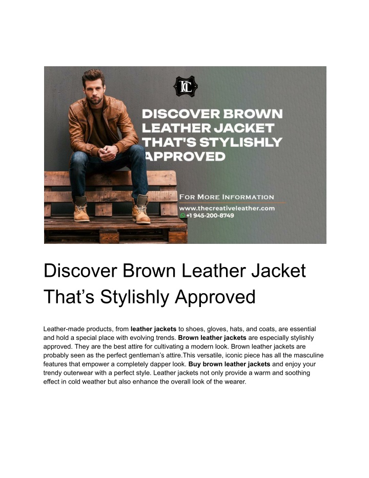 discover brown leather jacket that s stylishly n.w