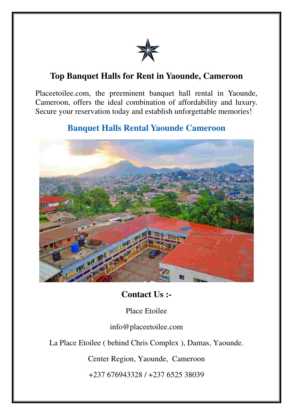 top banquet halls for rent in yaounde cameroon l.w