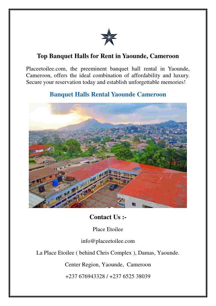 top banquet halls for rent in yaounde cameroon n.w