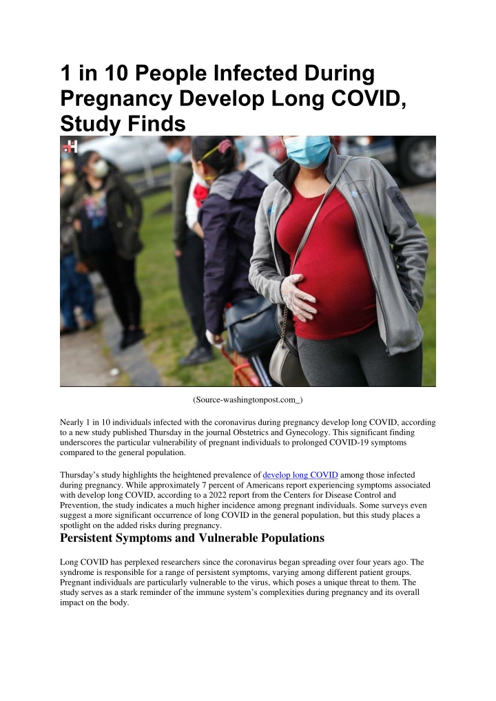 1 in 10 people infected during pregnancy develop n.w