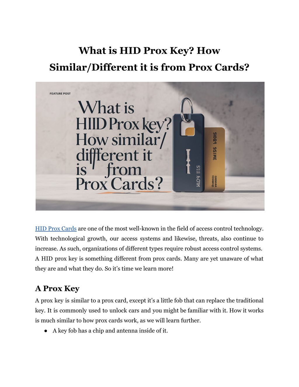 what is hid prox key how l.w