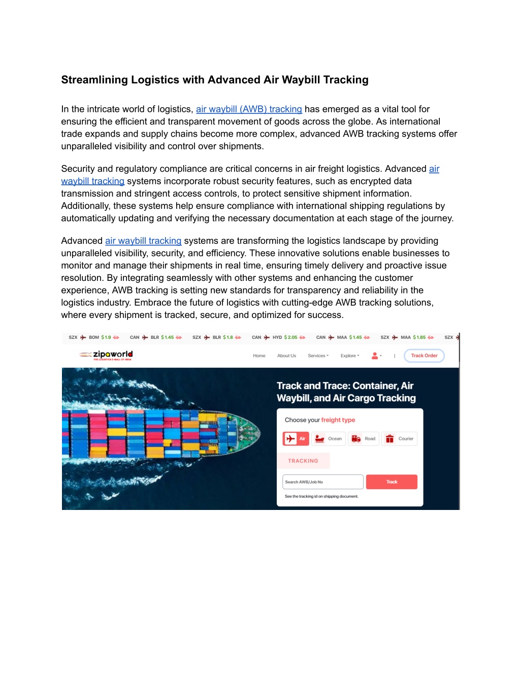 streamlining logistics with advanced air waybill l.w