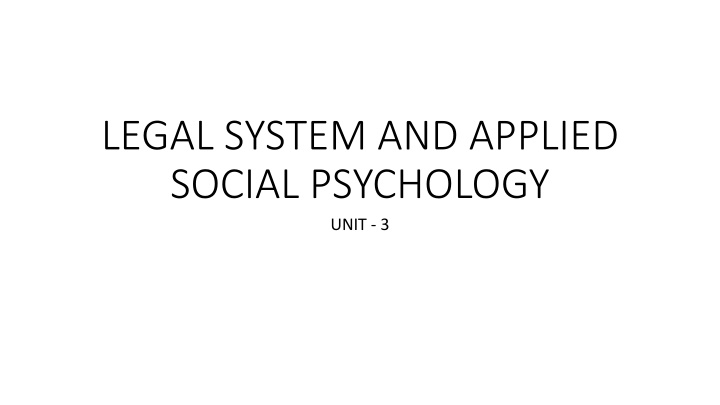 Criminal Behavior from a Social Psychological Perspective