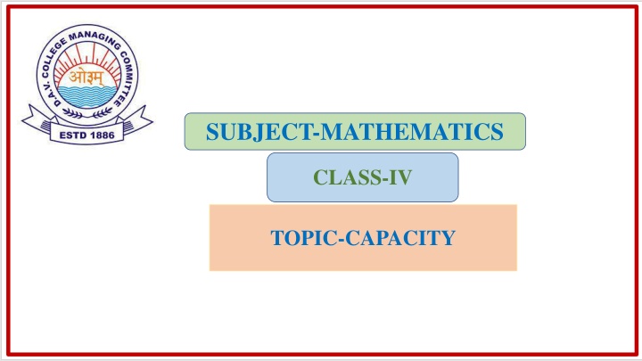 Capacity in Mathematics - Class IV
