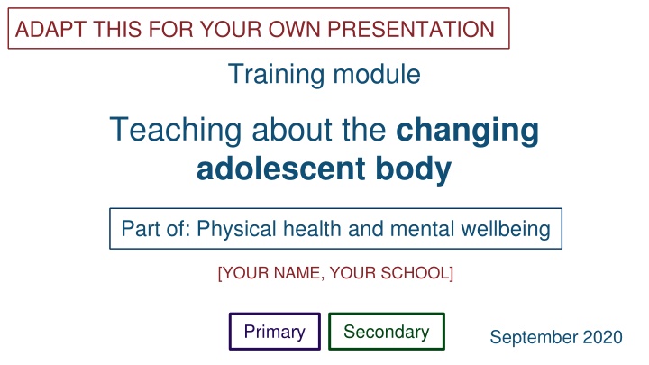 Teaching Adolescents about Changing Bodies: A Comprehensive Training Module