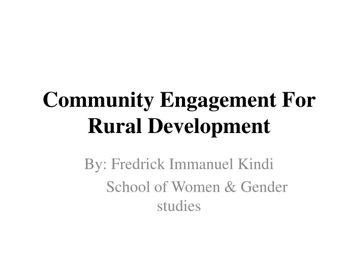 Community Engagement for Rural Development