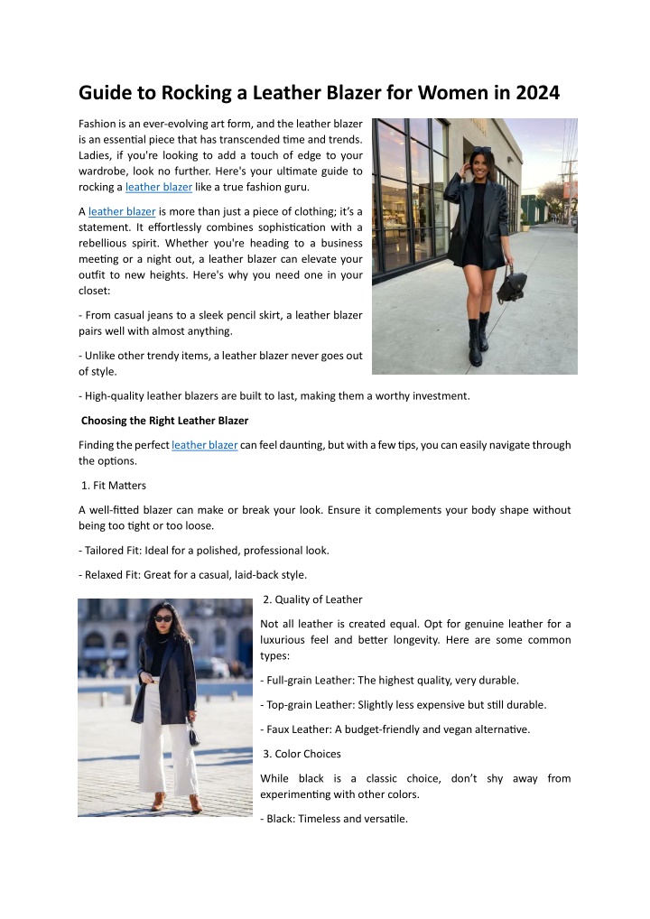 guide to rocking a leather blazer for women n.w