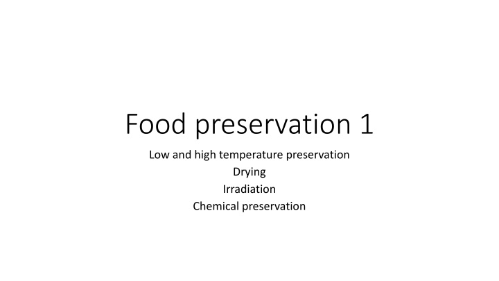 Fermentation as a Food Preservation Technique