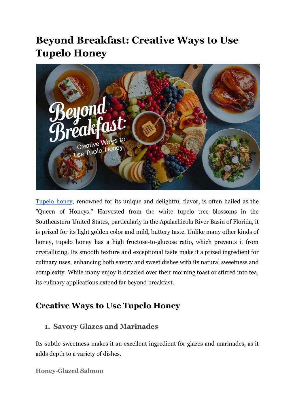 beyond breakfast creative ways to use tupelo honey l.w