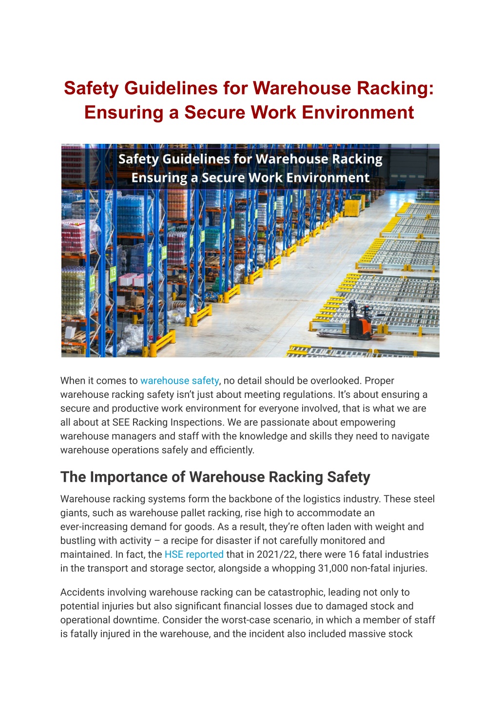 safety guidelines for warehouse racking ensuring l.w