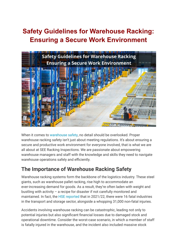 safety guidelines for warehouse racking ensuring n.w