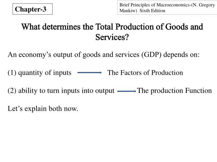 Determinants of Total Production in Macroeconomics
