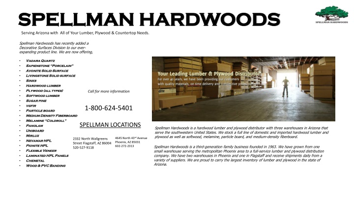 Spellman Hardwoods - Your One-Stop Shop for Lumber, Plywood, and Countertops in Arizona