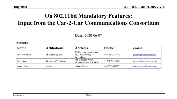 Proposal for New 802.11bd 20MHz Mode for Enhanced ITS Interoperability