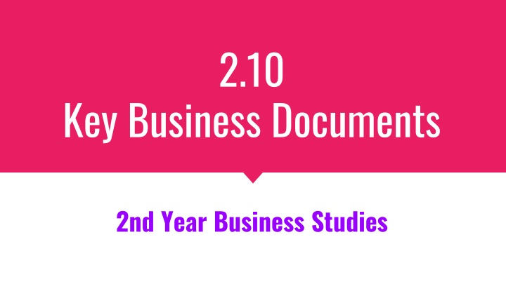 Key Business Documents in 2nd Year Business Studies