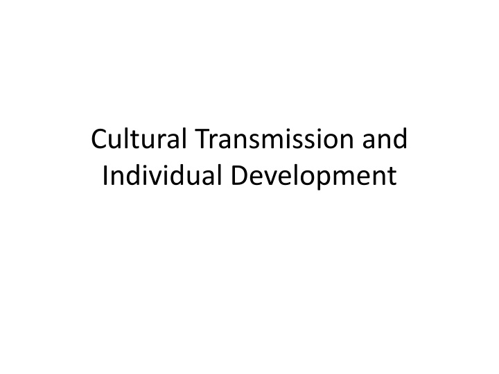 Cultural Transmission and Individual Development