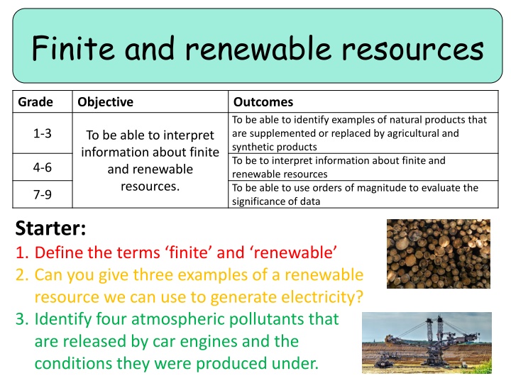 Finite and Renewable Resources in Environmental Science