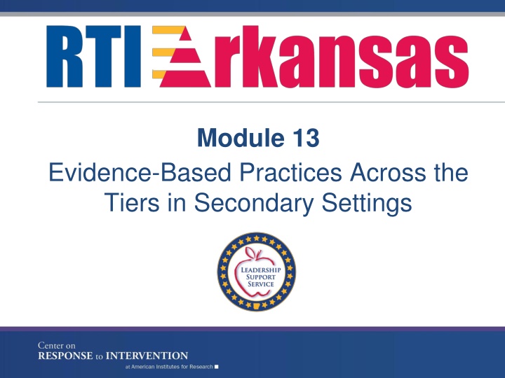 Implementing Evidence-Based Practices in Secondary Settings