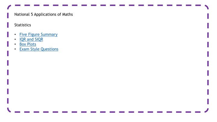 National 5 Applications of Maths: Statistics Examples and IQR