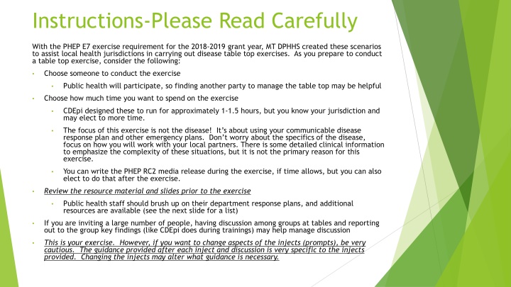 Public Health Emergency Preparedness Exercise: Measles Response Scenario