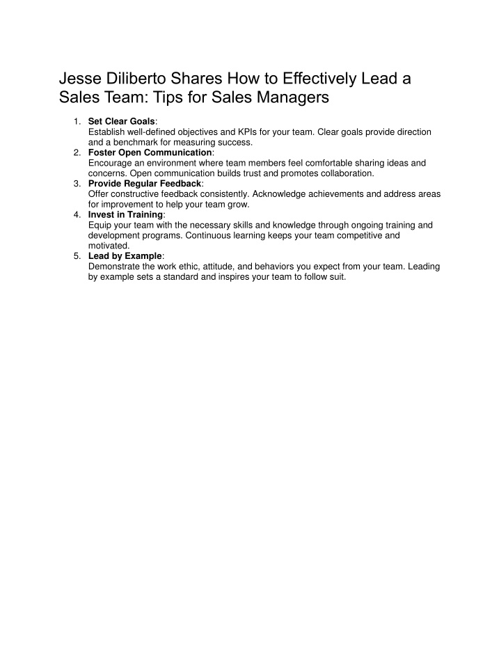 jesse diliberto shares how to effectively lead n.w