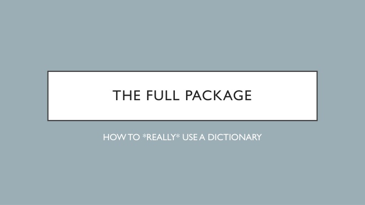 Mastering the Use of a Dictionary