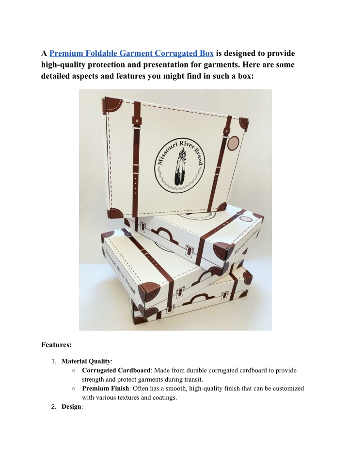 a premium foldable garment corrugated n.w