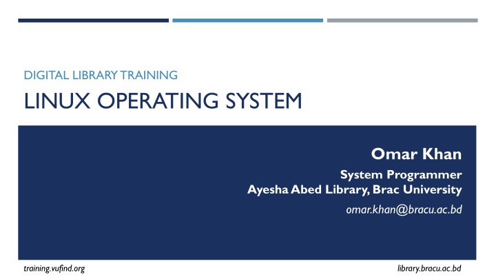 Linux Course Overview and Content for Digital Library Training