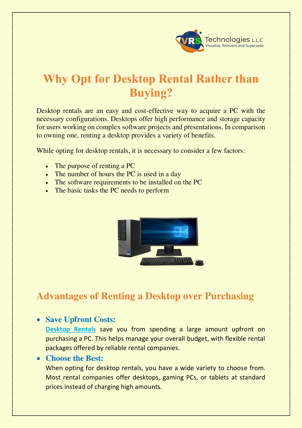 why opt for desktop rental rather than buying l.w