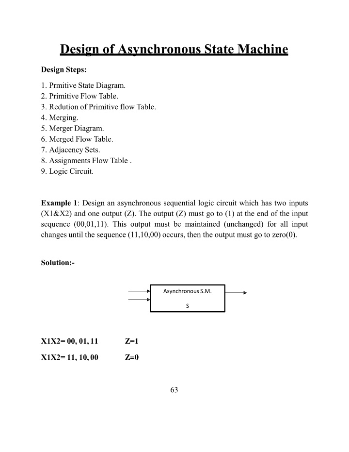 Design of Asynchronous State Machine Steps and Example Circuit