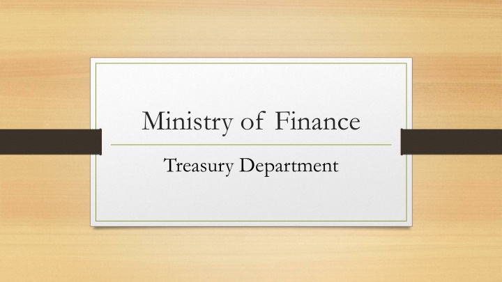 Overview of Ministry of Finance Treasury Department Functions
