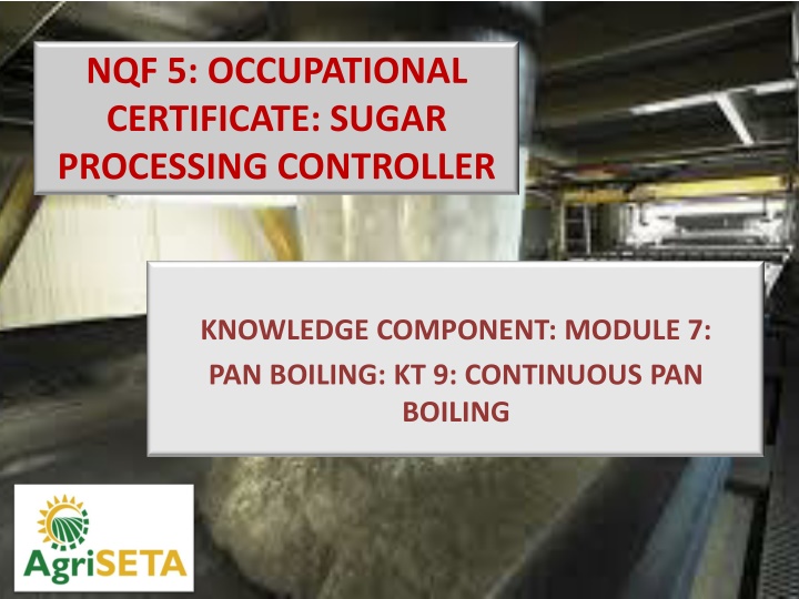 Continuous Pan Boiling in Sugar Processing