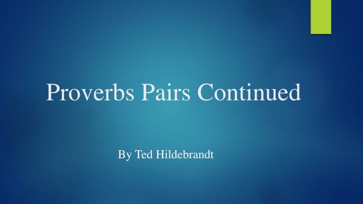 Proverbial Pairs in the Book of Proverbs