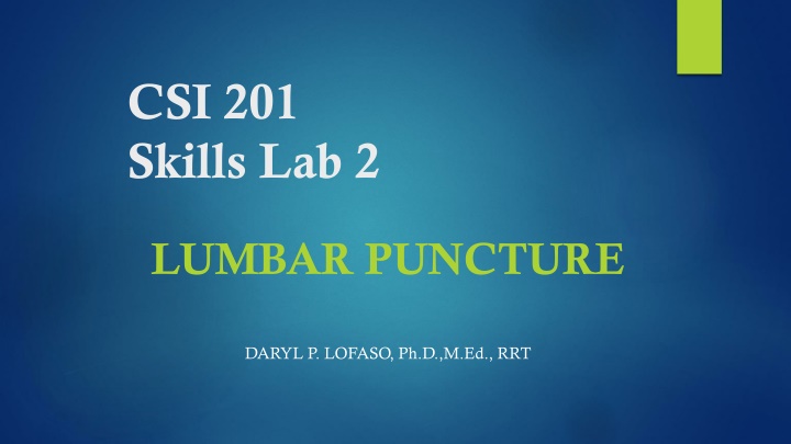 Lumbar Puncture Procedure Overview