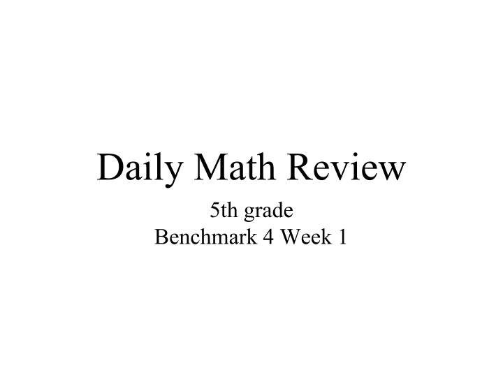 5th Grade Math Weekly Practice - Week 1 Highlights